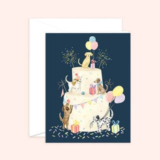 Party Dog Cake Birthday Card Blank