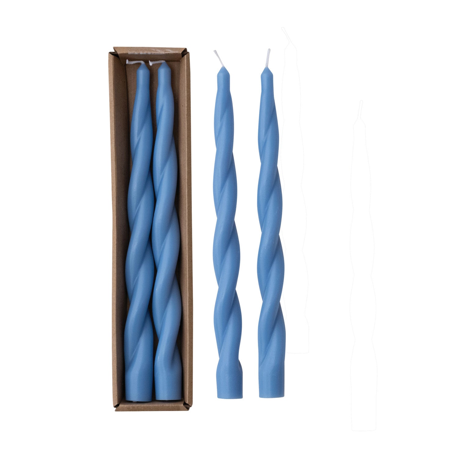 Twist Taper Unscented Candles Blue - 2/Pk