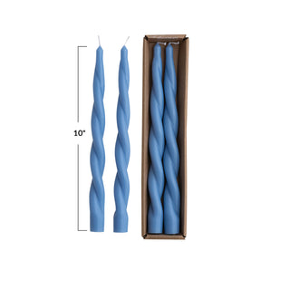 Twist Taper Unscented Candles Blue - 2/Pk