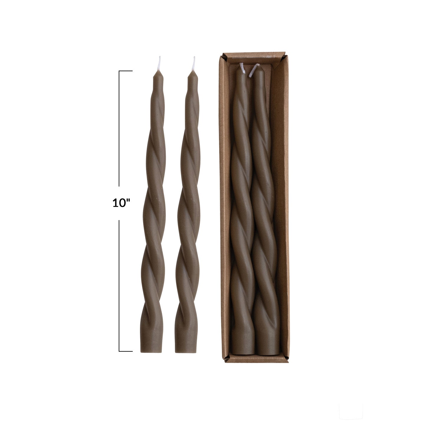 Twist Taper Unscented Candles Brown - 2/Pk