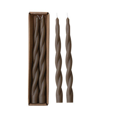 Twist Taper Unscented Candles Brown - 2/Pk
