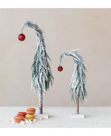 Faux Evergreen Tree With Red Ball Ornament