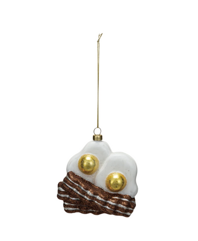 Glass Fried Eggs & Bacon Ornament