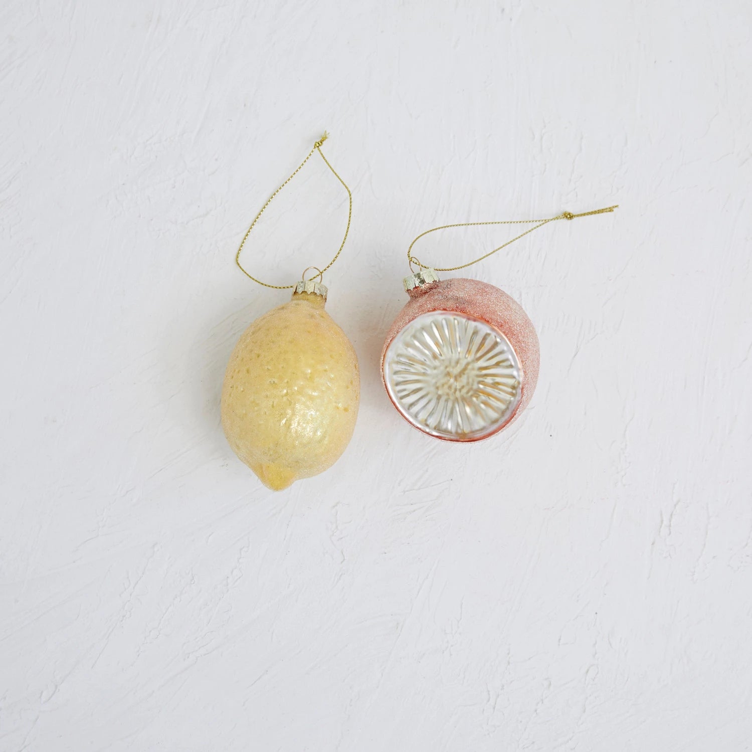 Hand-Painted Glass Lemon Ornament with Glitter