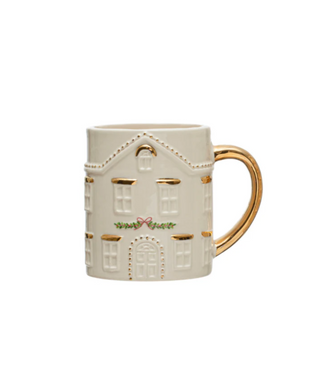 Hand-Painted Stoneware House Mug