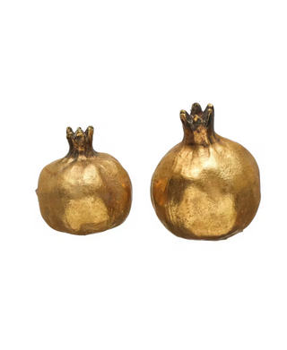 Resin Pomegranates - Antique Gold Finish - Set of 2