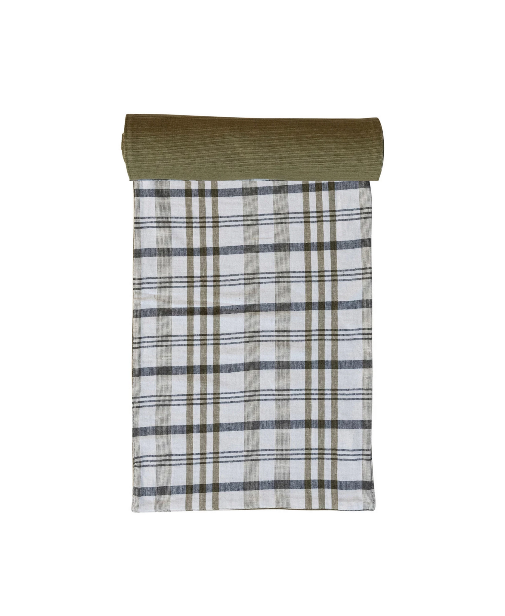 Two-Sided Stonewashed Cotton Double Cloth Table Runner With Cotton Back