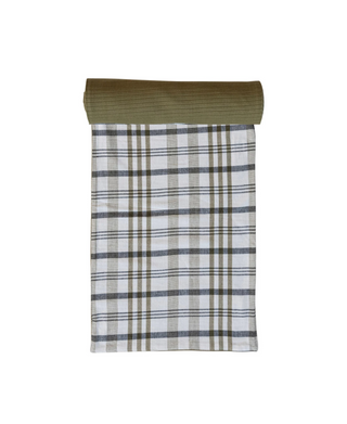 Two-Sided Stonewashed Cotton Double Cloth Table Runner With Cotton Back