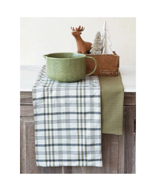 Two-Sided Stonewashed Cotton Double Cloth Table Runner With Cotton Back