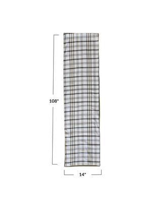 Two-Sided Stonewashed Cotton Double Cloth Table Runner With Cotton Back