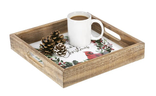 Cardinal Wreath Christmas Tray