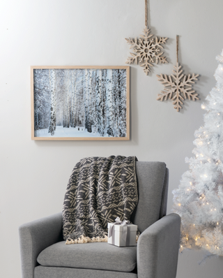 Black & Natural Snowflake Woven Throw