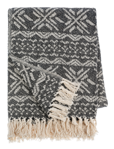 Black & Natural Snowflake Woven Throw