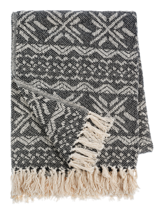 Black & Natural Snowflake Woven Throw