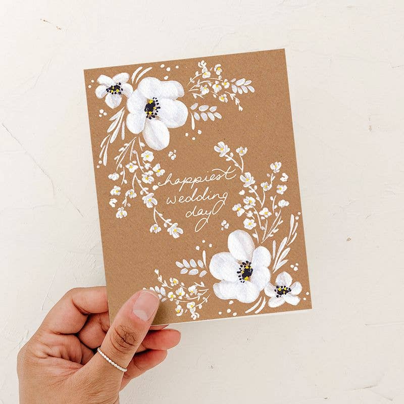 Happiest Wedding Day  Floral Card Blank