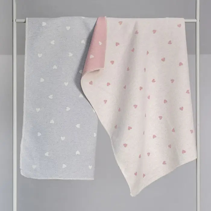 David Fussenegger Juwel Hearts Allover Baby Blanket Rose 90x70 cm