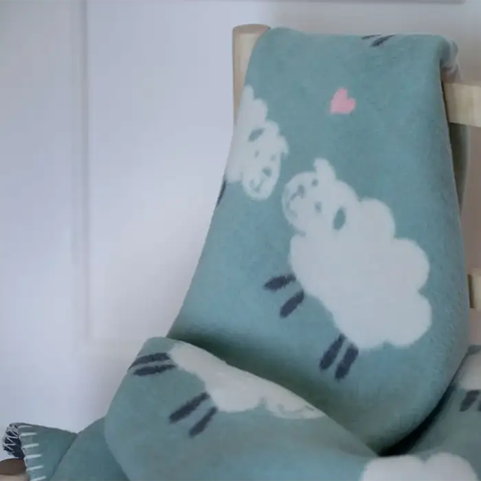 David Fussenegger Mila Sheep Allover Baby Blanket Light Green 75x100 cm