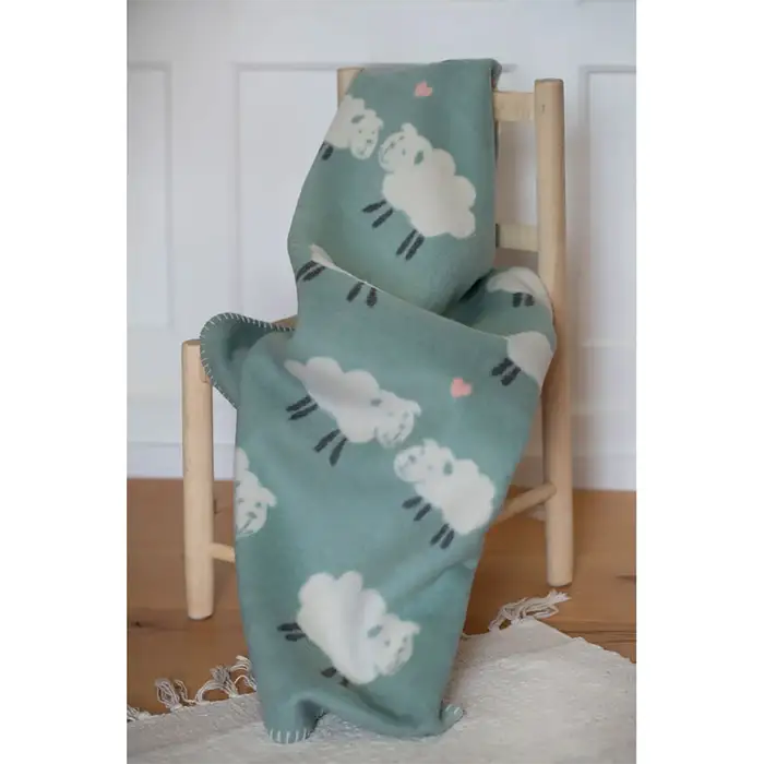 David Fussenegger Mila Sheep Allover Baby Blanket Light Green 75x100 cm