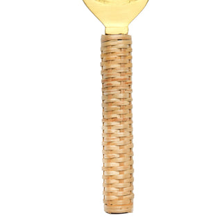 Brass Bottle Opener With Bamboo Wrapped Handle - Natural