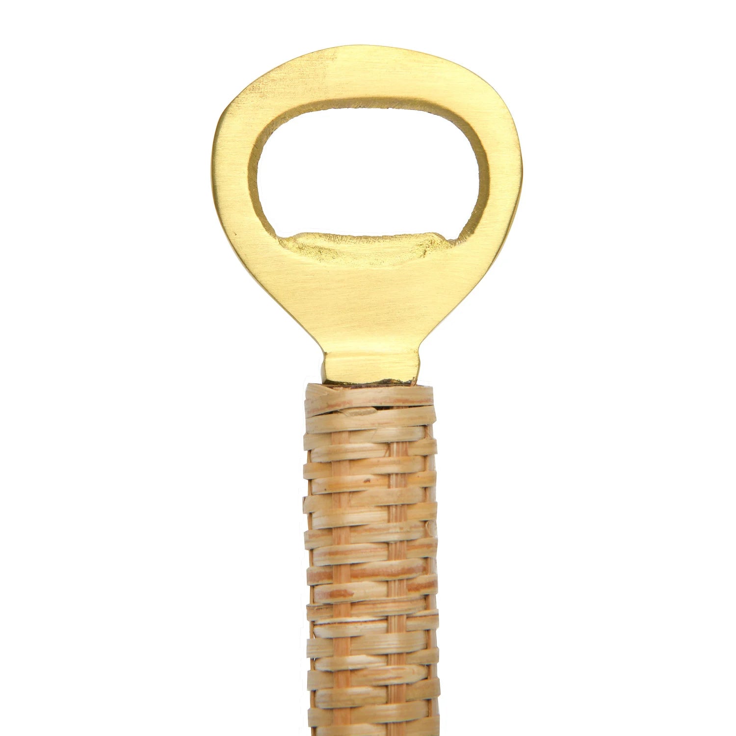 Brass Bottle Opener With Bamboo Wrapped Handle - Natural