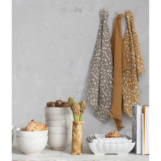 Cotton Slub Printed & Cotton Waffle Tea Towels - Set of 2