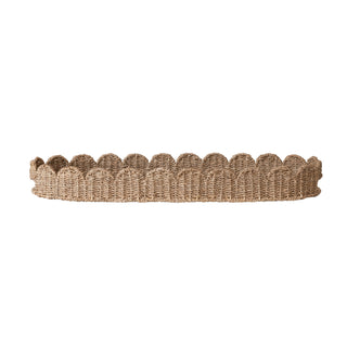 Decorative Hand-Woven Bankuan Scalloped Tray with Handles - Natural