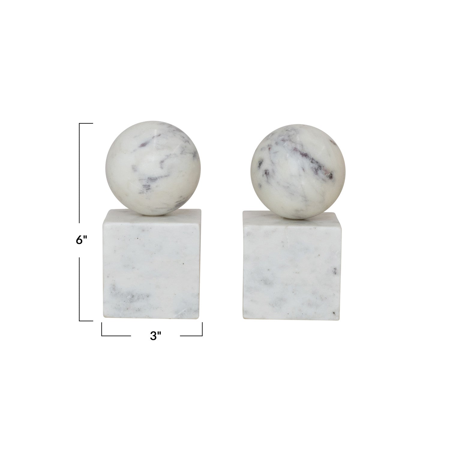 Marble Geometric Bookends - Set of 2
