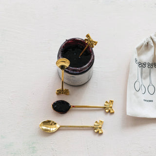 Brass Spoons With Bow Shaped Handles - Set of 4