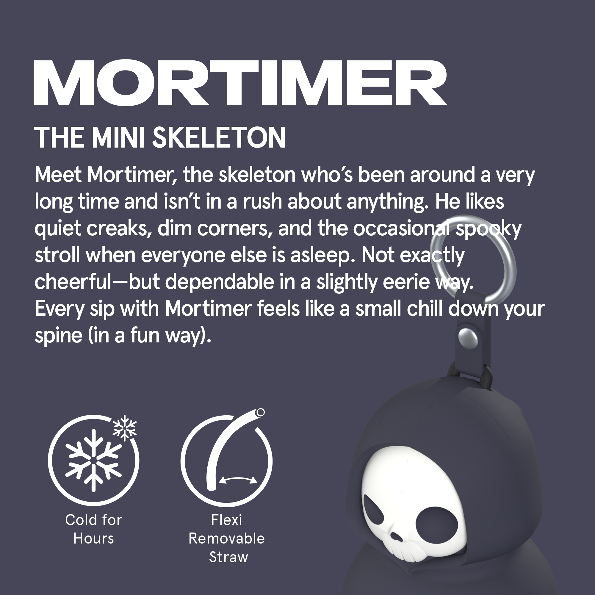 Asobu Spookies Mini Bestie Skeleton Water Bottle Bag Charm
