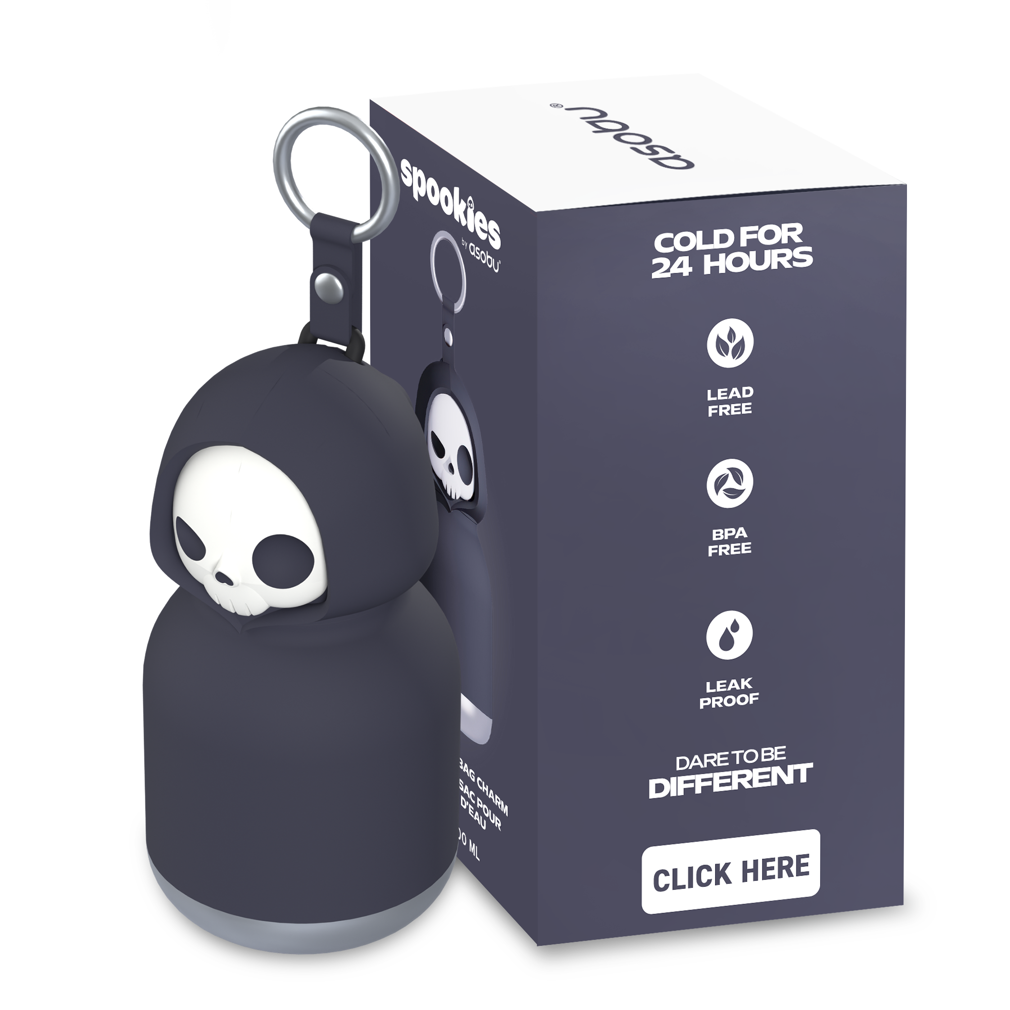 Asobu Spookies Mini Bestie Skeleton Water Bottle Bag Charm