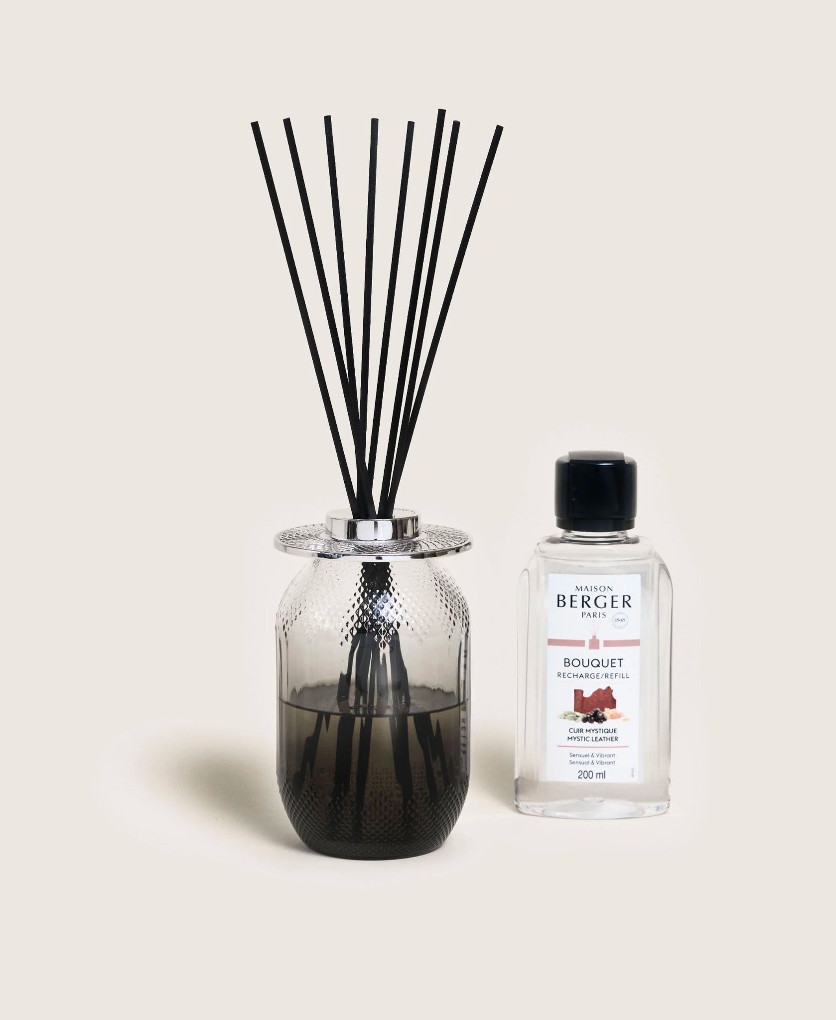 Evanescence Gray Reed Diffuser Mystic Leather - Maison Berger