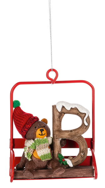 Ski Lift Monogram Ornament - B
