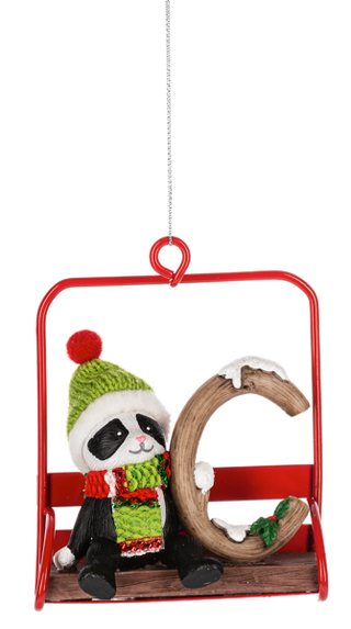Ski Lift Monogram Ornament - C