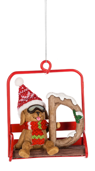 Ski Lift Monogram Ornament - D