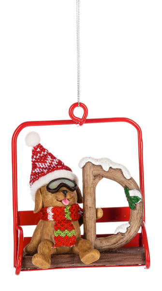 Ski Lift Monogram Ornament - D