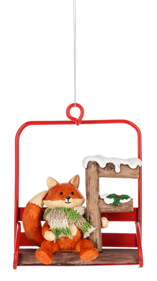 Ski Lift Monogram Ornament - F