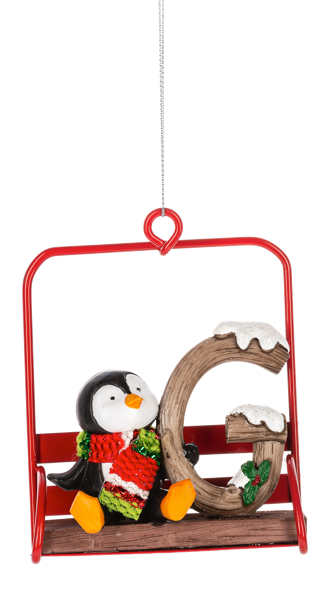 Ski Lift Monogram Ornament
