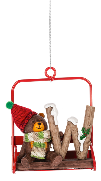 Ski Lift Monogram Ornament - W