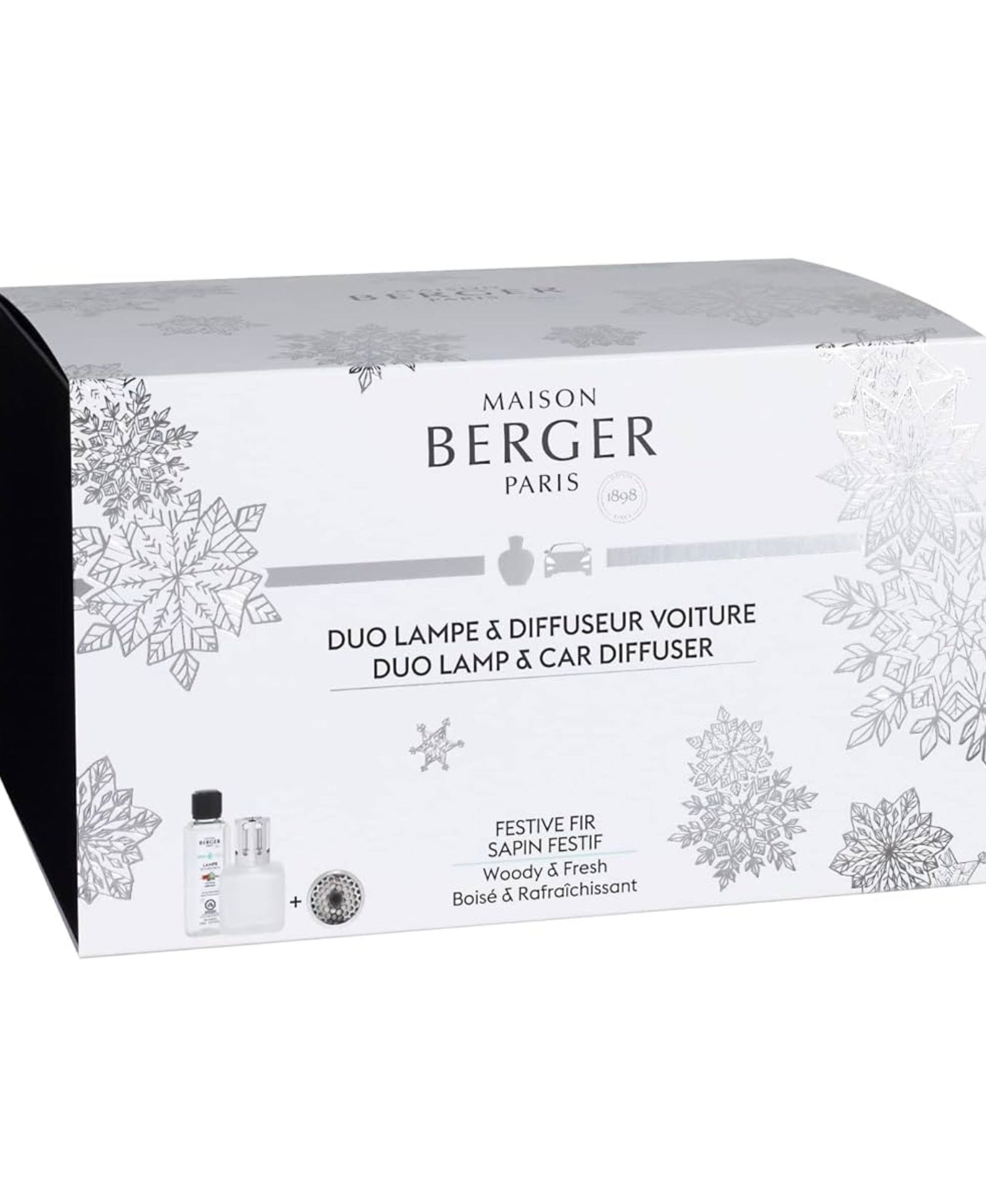 Frosted Ice Cube Lamp Festive Fir and Festive Fir Car Diffuser - Lampe Berger