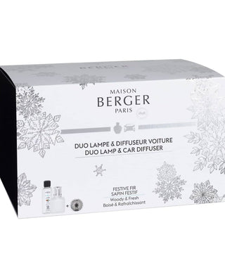 Frosted Ice Cube Lamp Festive Fir and Festive Fir Car Diffuser - Lampe Berger