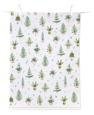 IHR Festive Holidays Green Fabric Tea Towel