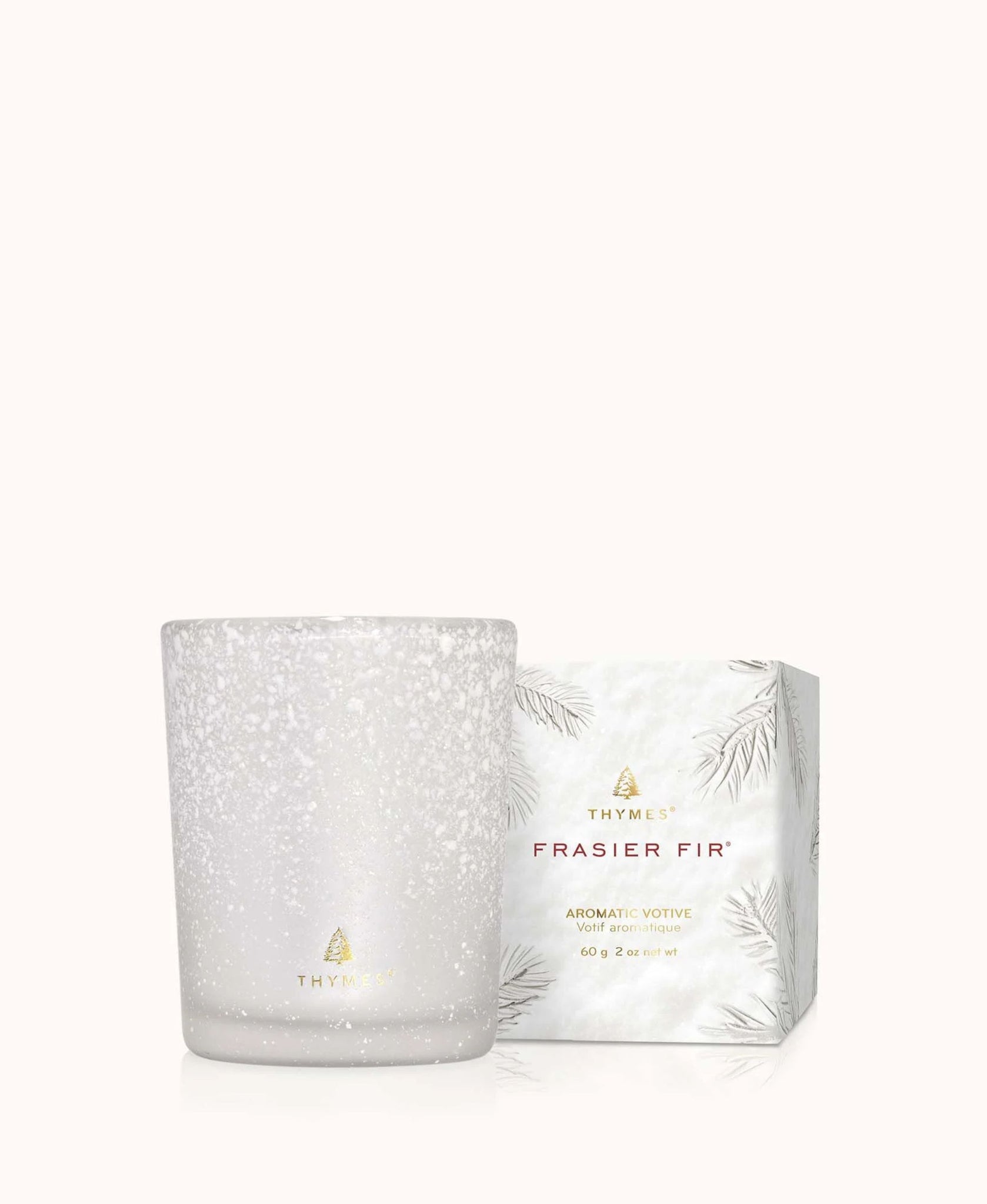 Thymes Frasier Fir Flocked Votive Candle