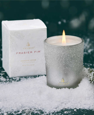 Thymes Frasier Fir Flocked Votive Candle