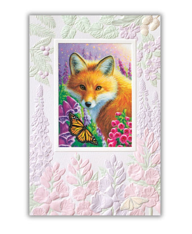 Pumpernickel Fox in Foxglove Birthday Card