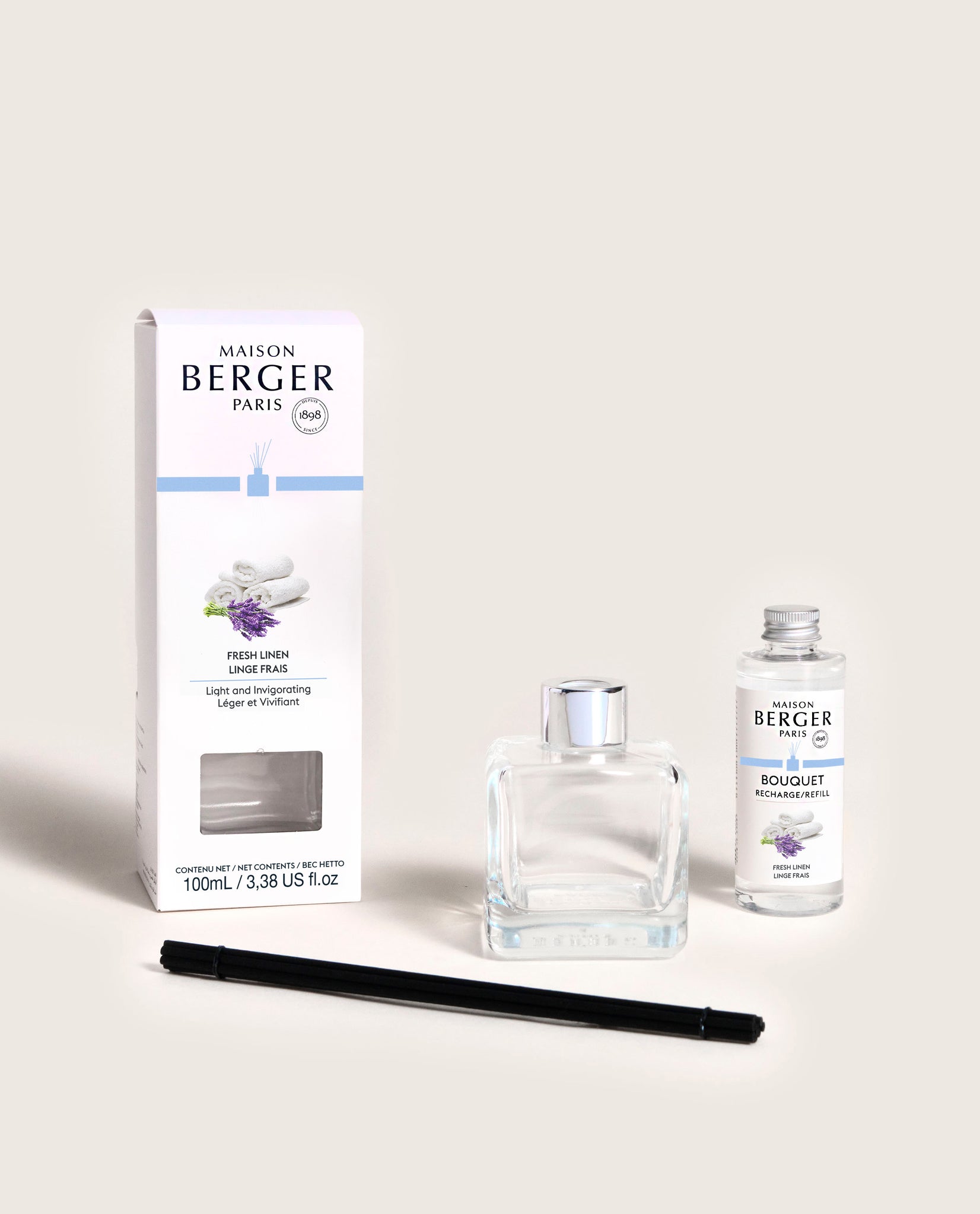 Cube Reed Diffuser - Fresh Linen - Maison Berger