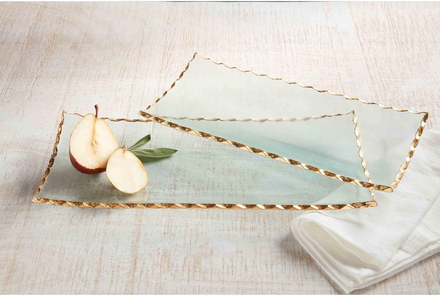 Gold Edge Glass Tray Set