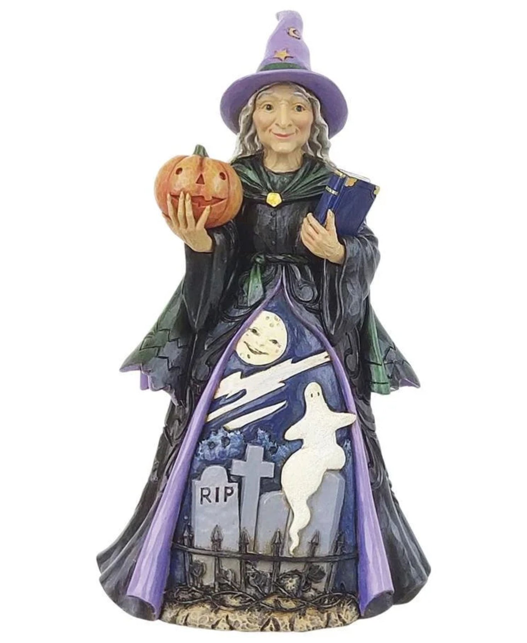 Jim Shore: Witch With Pumpkin & Graveyard Scene Figurine