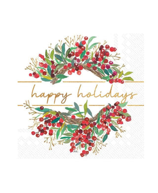 IHR Happy Holidays Wreath Lunch Napkin
