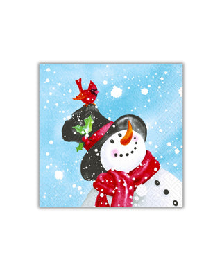 Old Country Design Happy Snowman Luncheon Napkin