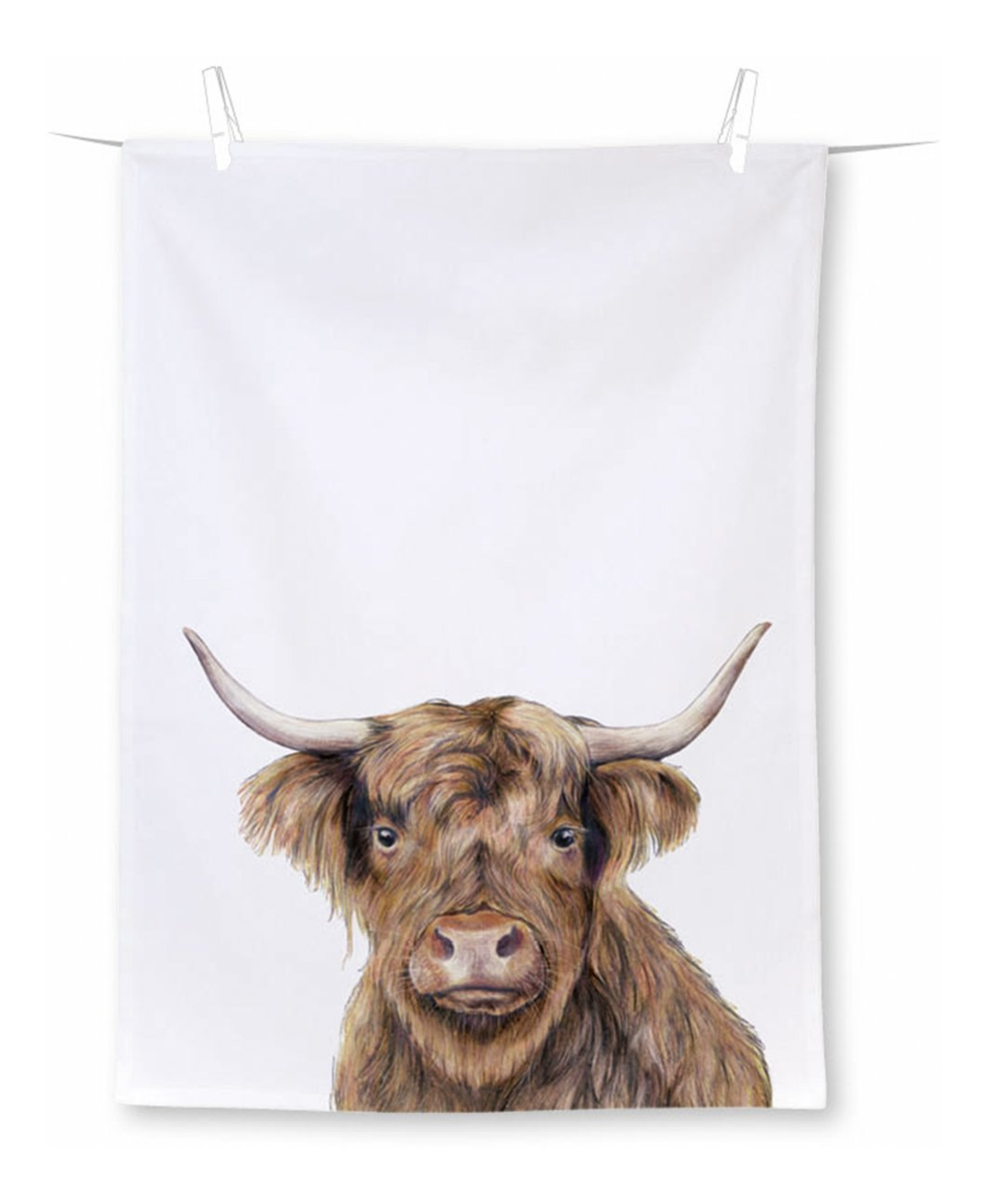 IHR Farm Highland Cattle Fabric Tea Towel